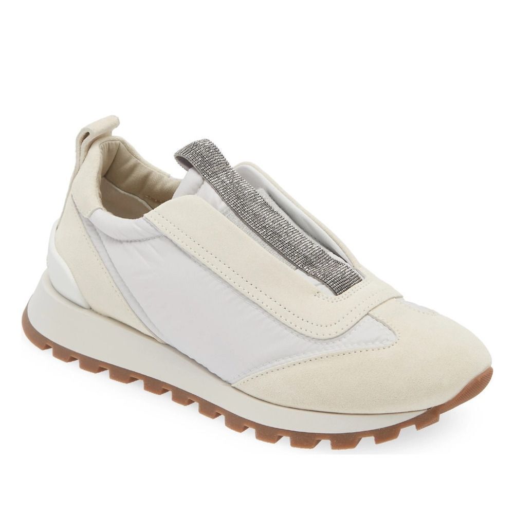 Brunello Cucinelli monili-embellished Suede Techno Fabric sneakers White 35.5